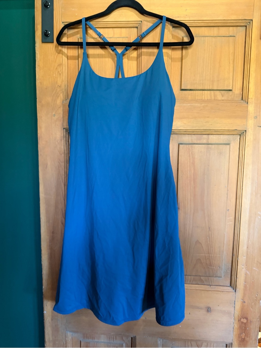 Women's teal Strappy A-Line knee lenght Dress